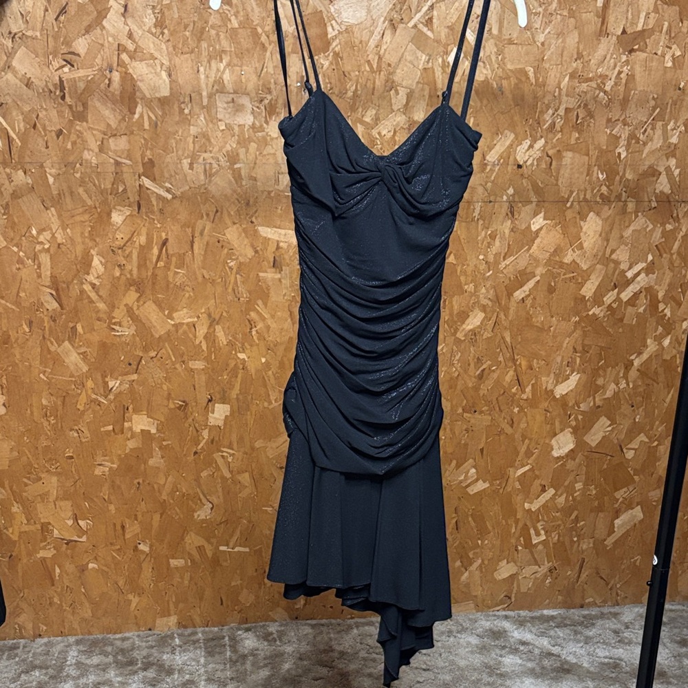 Vintage BCBG Max Azria Black Shimmer Ruched Dress